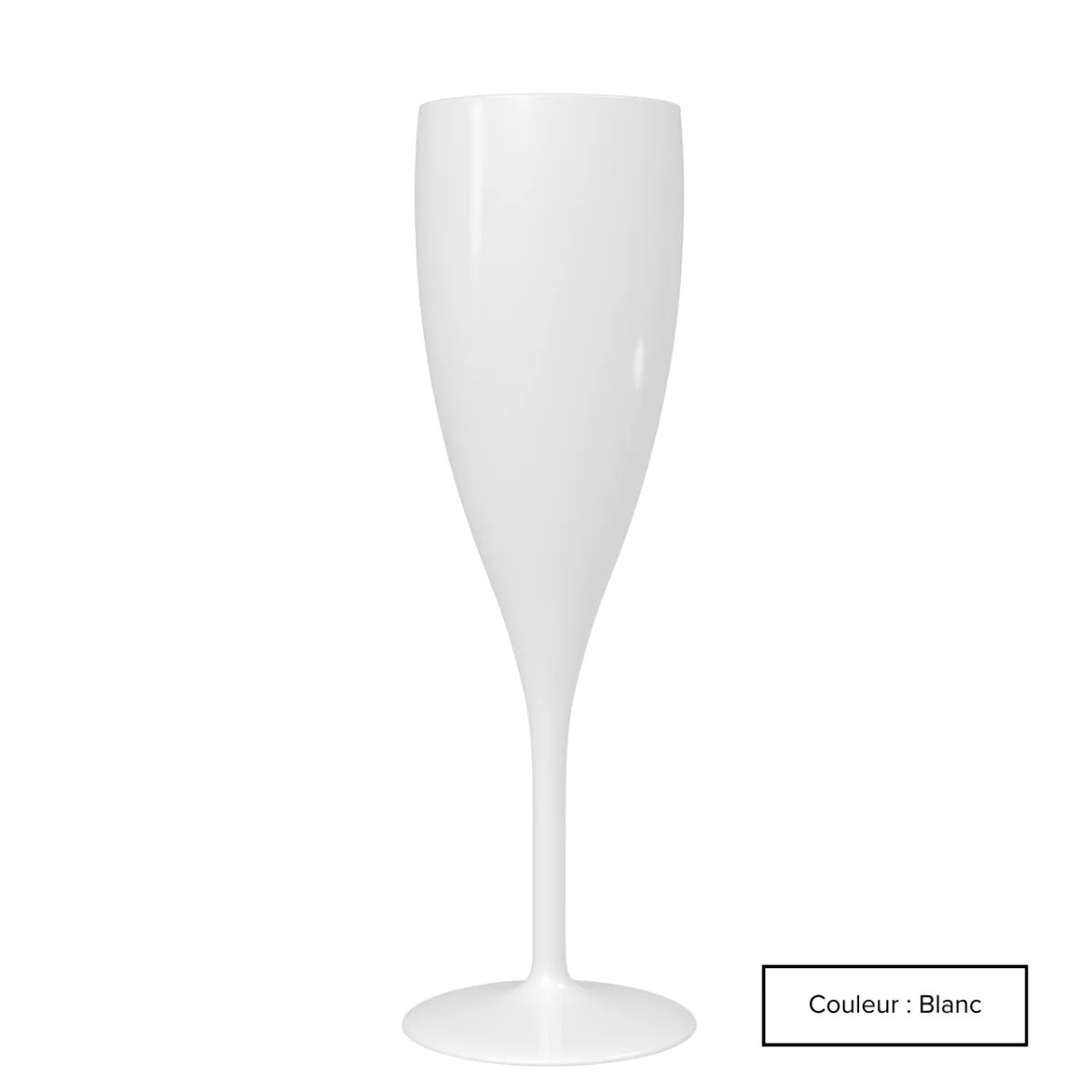 Flûte à champagne 16 cl blanche en PP, sans personnalisation