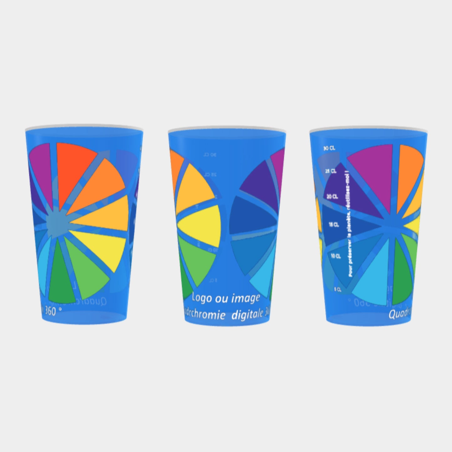 Gobelet 25 / 33 cl personnalisation en quadrichromie digitale 360° , (sans limite de couleurs)