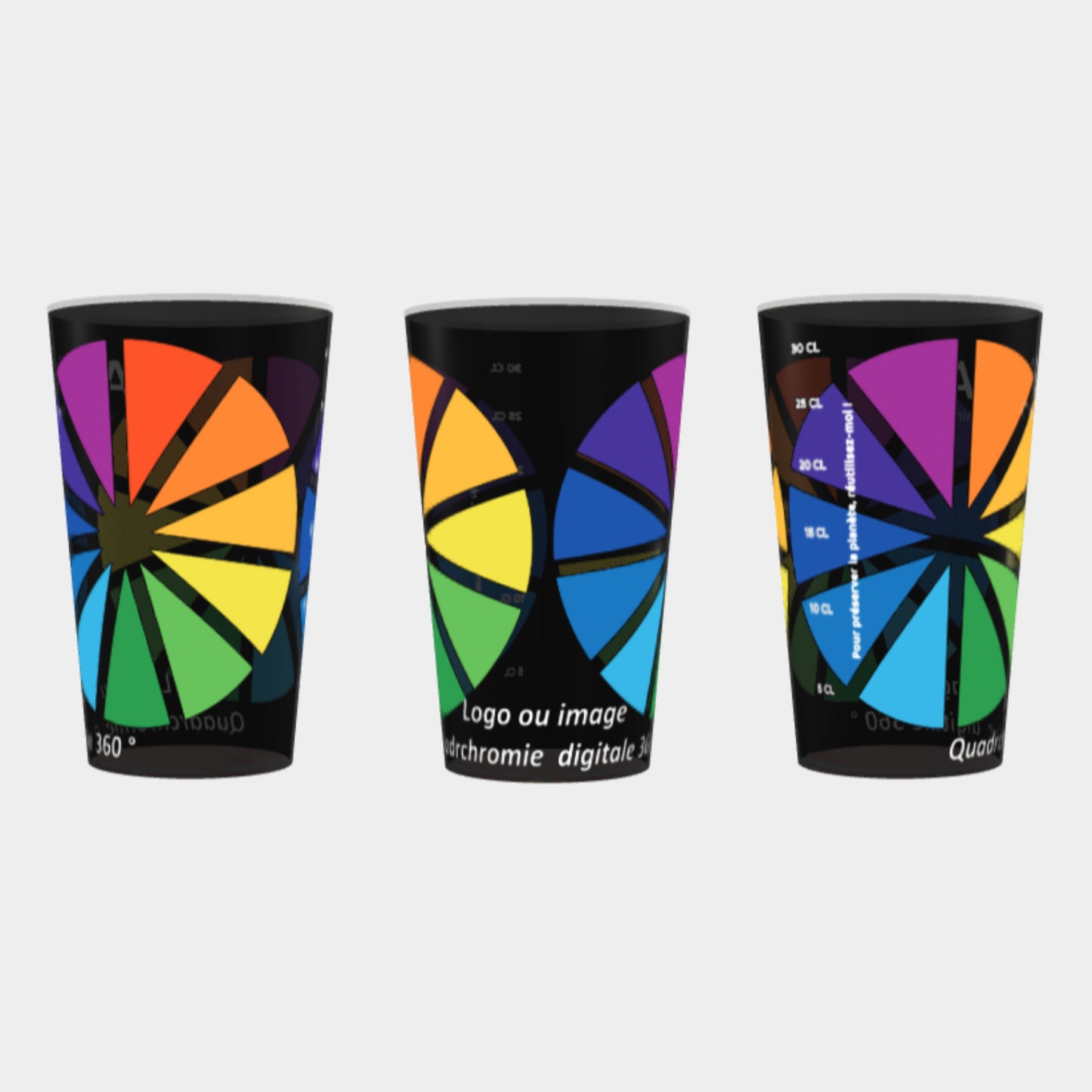 Gobelet 25 / 33 cl personnalisation en quadrichromie digitale 360° , (sans limite de couleurs)