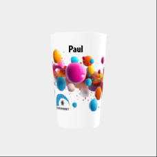 Gobelet 25 / 33 cl, personnalisation en quadrichromie digitale 360° (sans limite de couleurs) + Personnalisation individuelle . Exemples : nom, prénom, fonction, numérotation ...