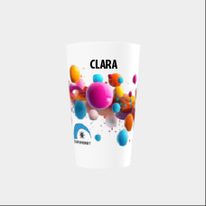 Gobelet 25 / 33 cl, personnalisation en quadrichromie digitale 360° (sans limite de couleurs) + Personnalisation individuelle . Exemples : nom, prénom, fonction, numérotation ...