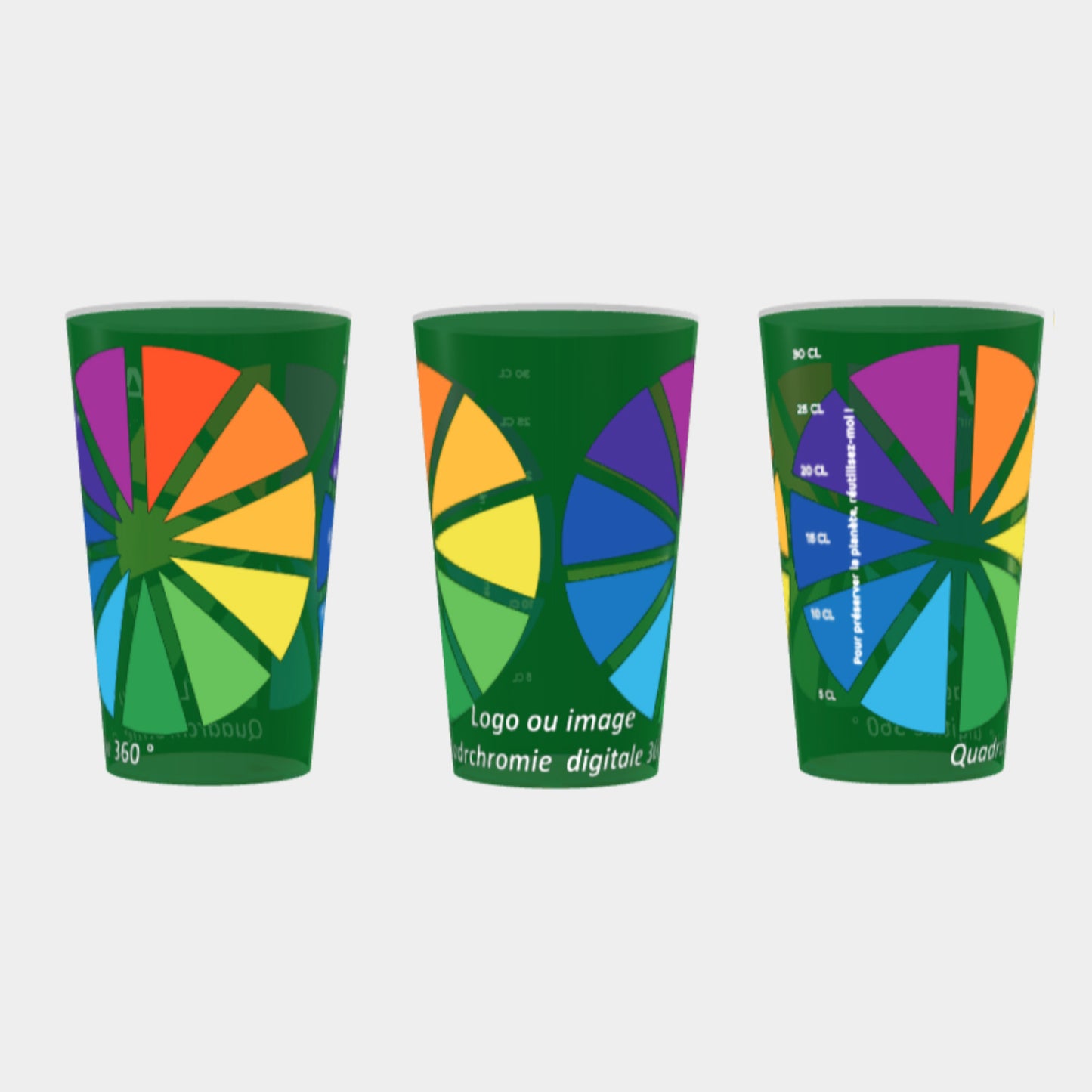 Gobelet 25 / 33 cl personnalisation en quadrichromie digitale 360° , (sans limite de couleurs)