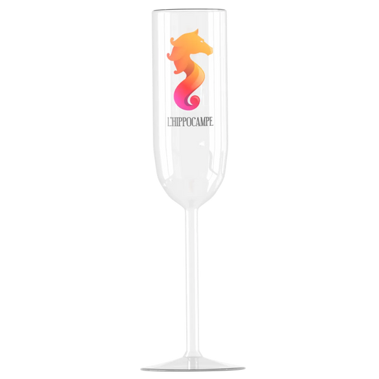 Flûte à champagne en verre 22 cl, personnalisée en quadrichromie digitale