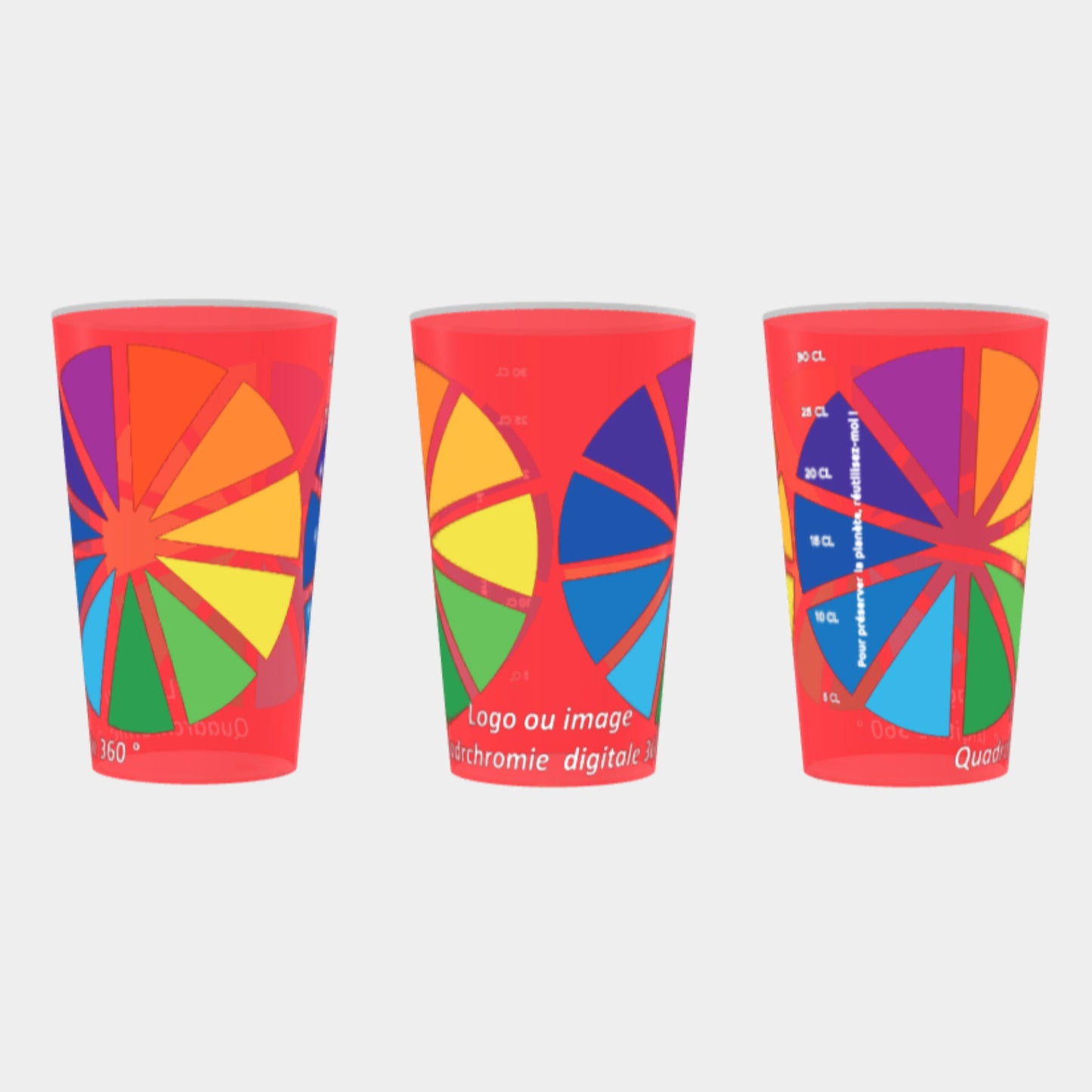 Gobelet 25 / 33 cl personnalisation en quadrichromie digitale 360° , (sans limite de couleurs)